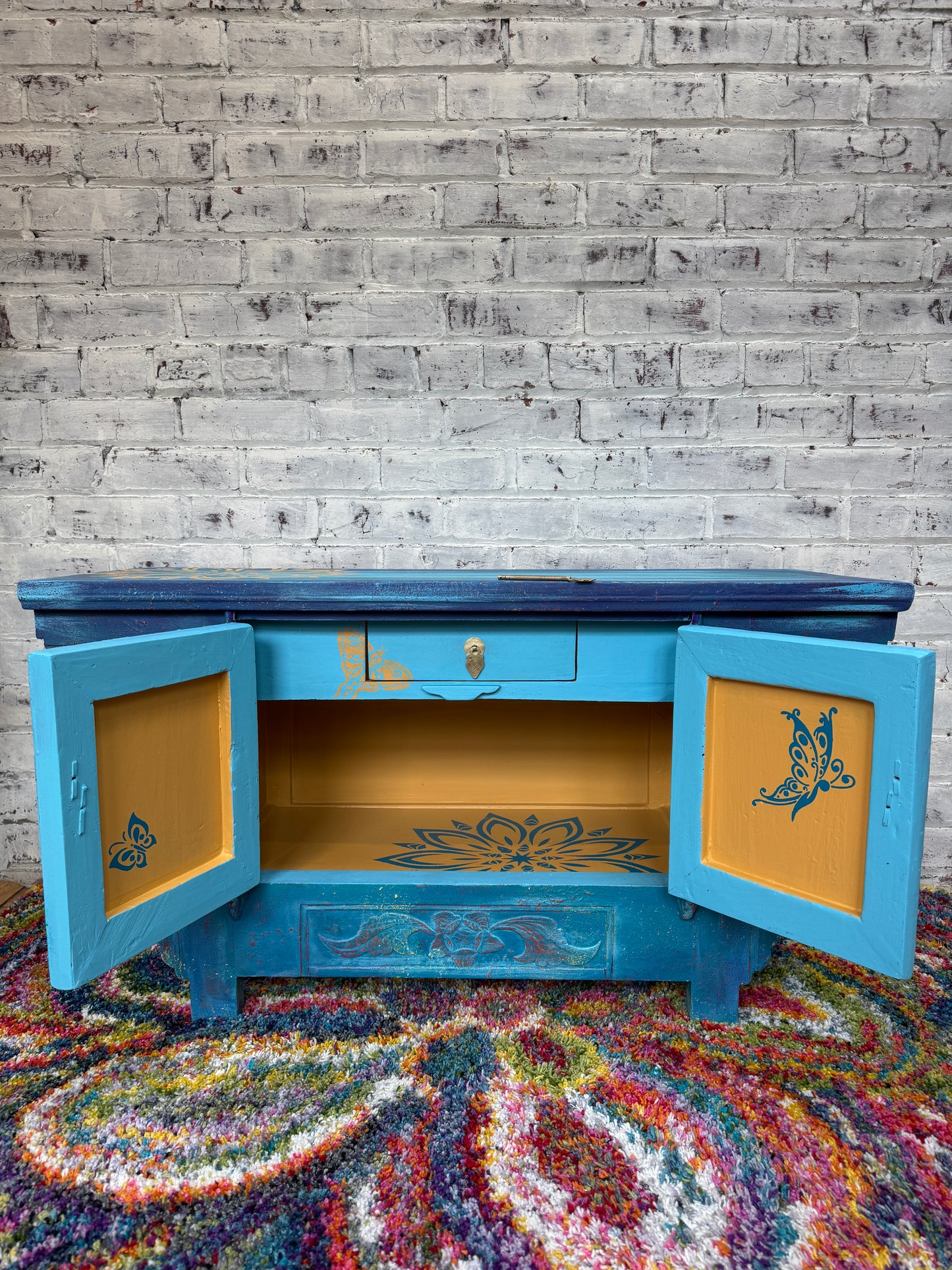 Hand Painted Chinese Cabinet, inside