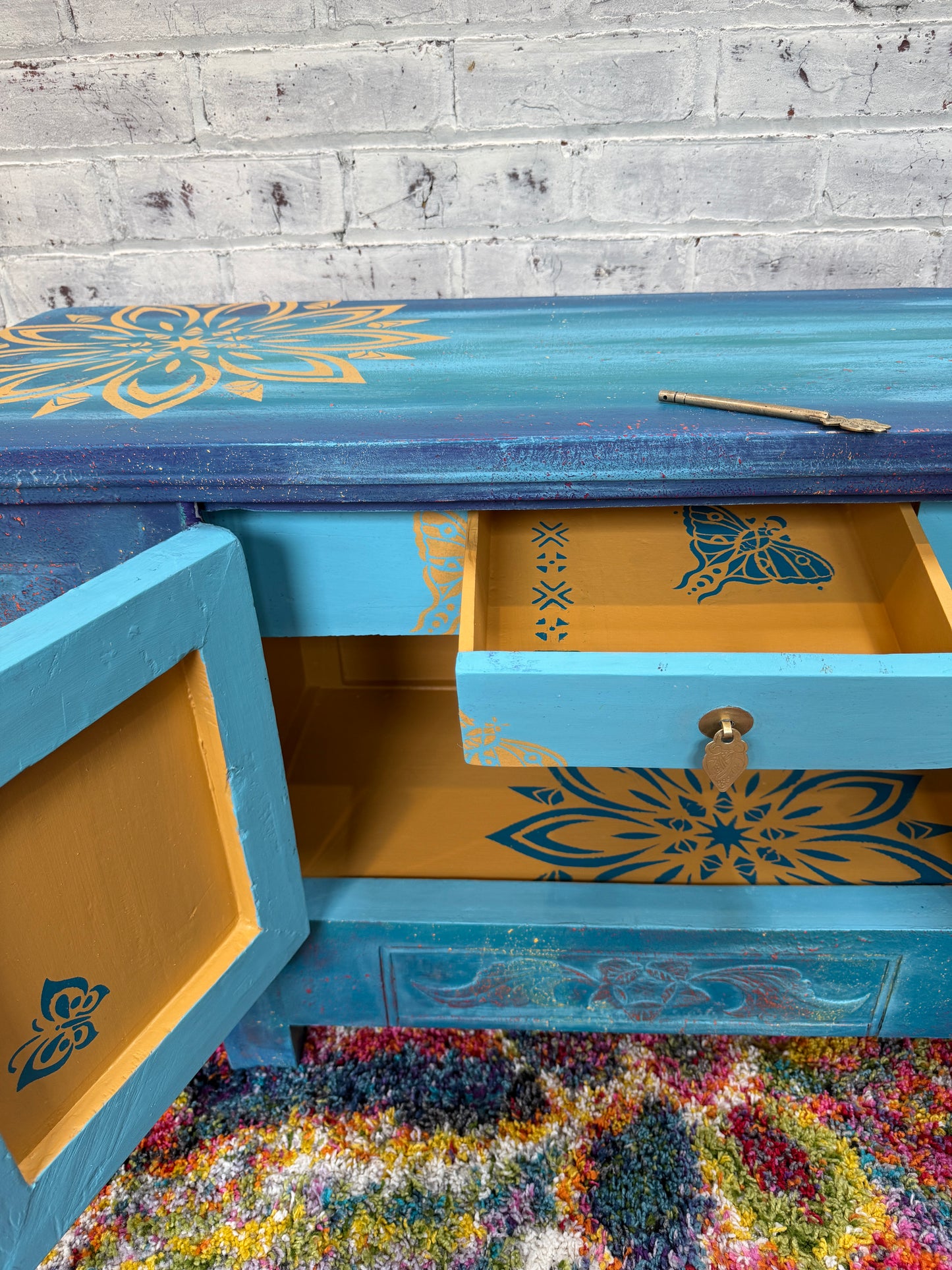 Hand Painted Chinese Cabinet, inside detail