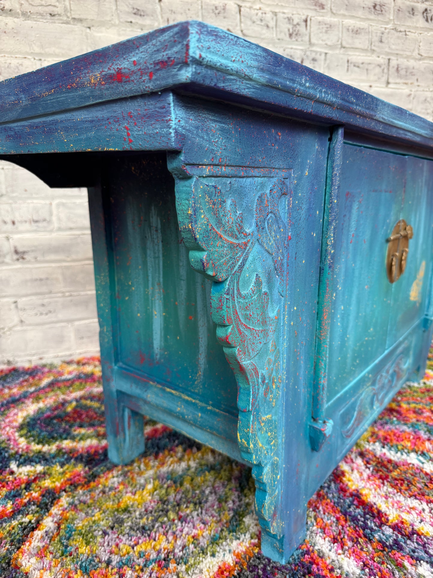 Hand Painted Chinese Cabinet, side