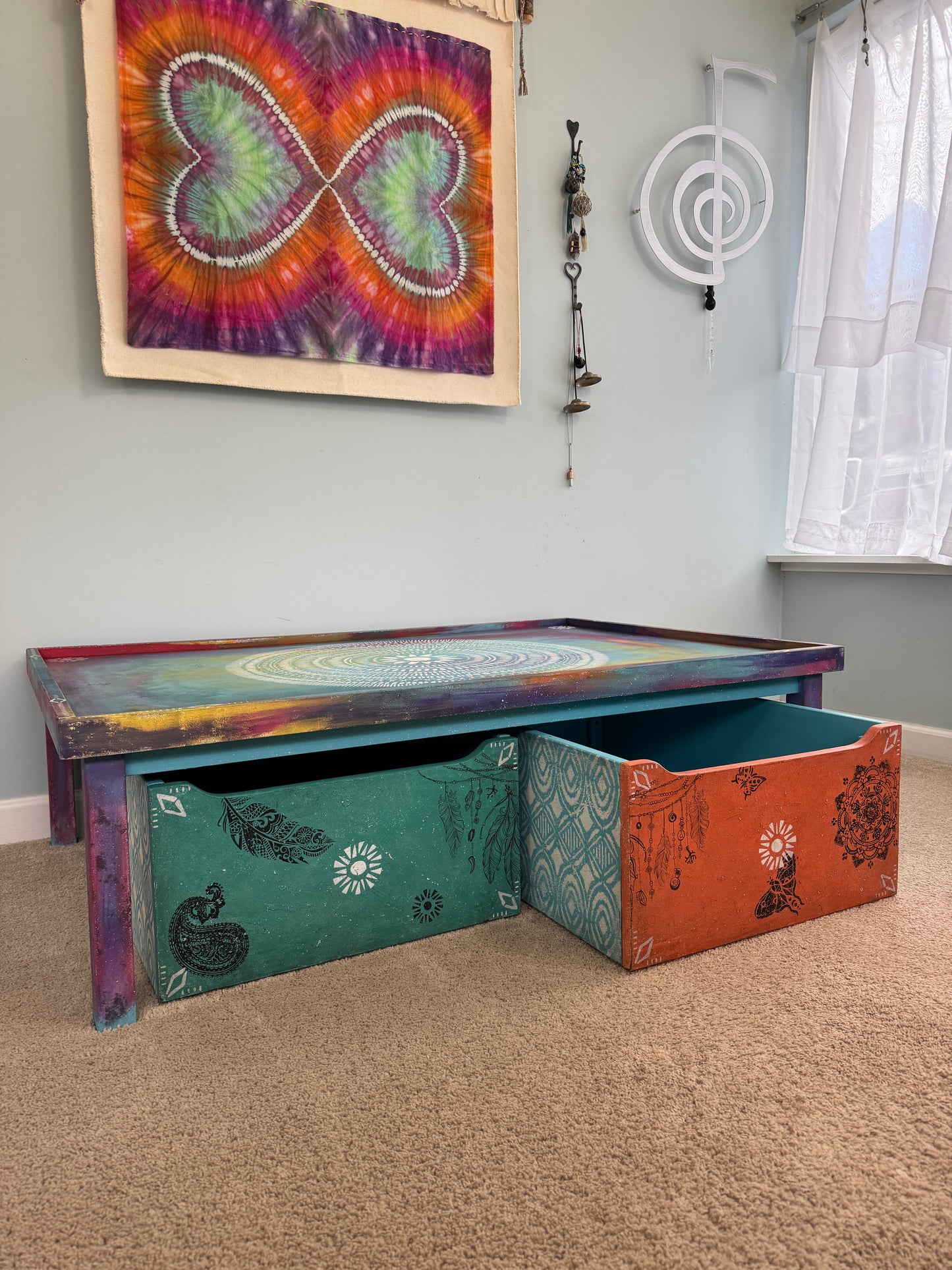 Boho Coffee Table, storage