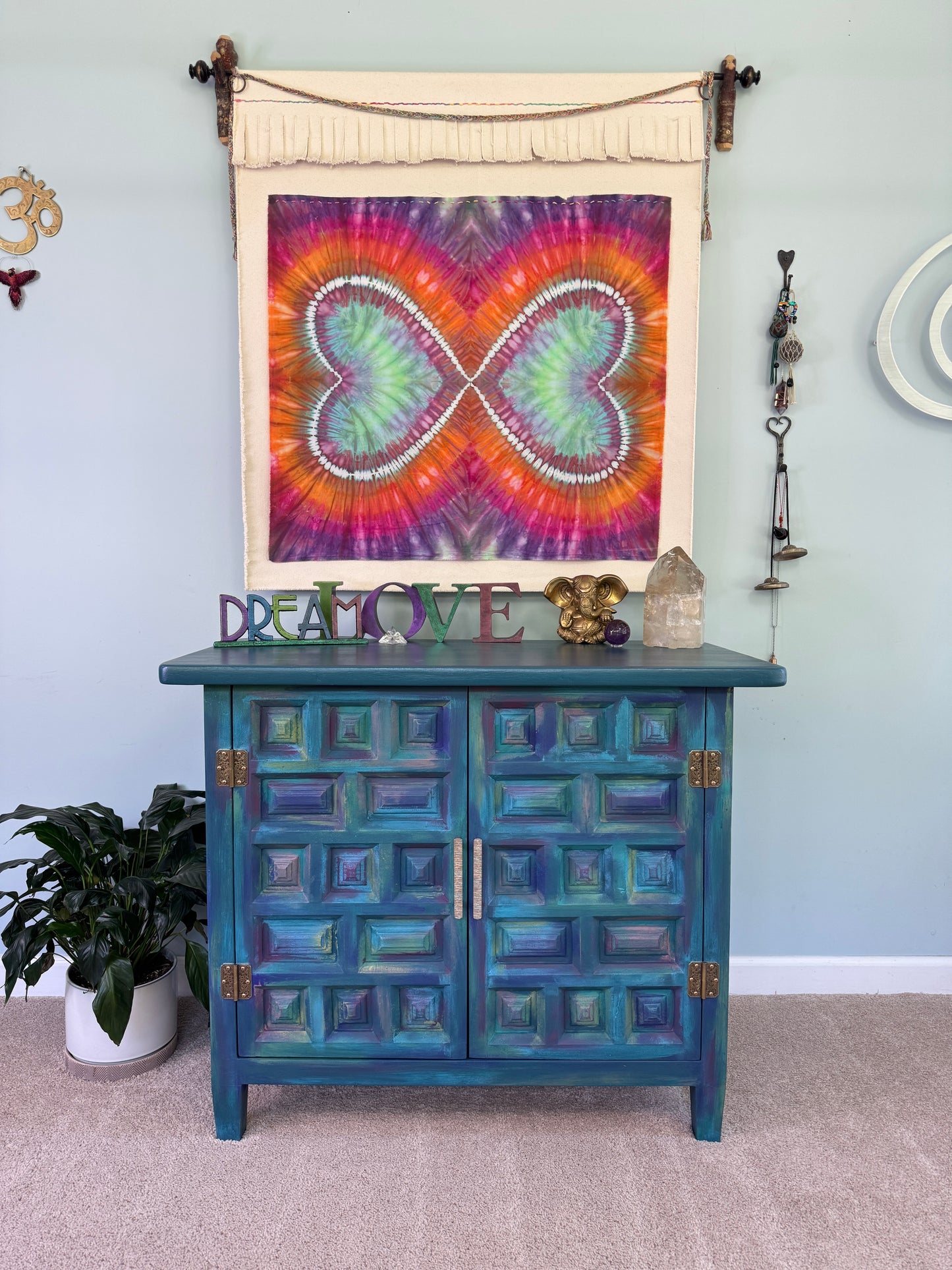 Teal Boho Cabinet, front