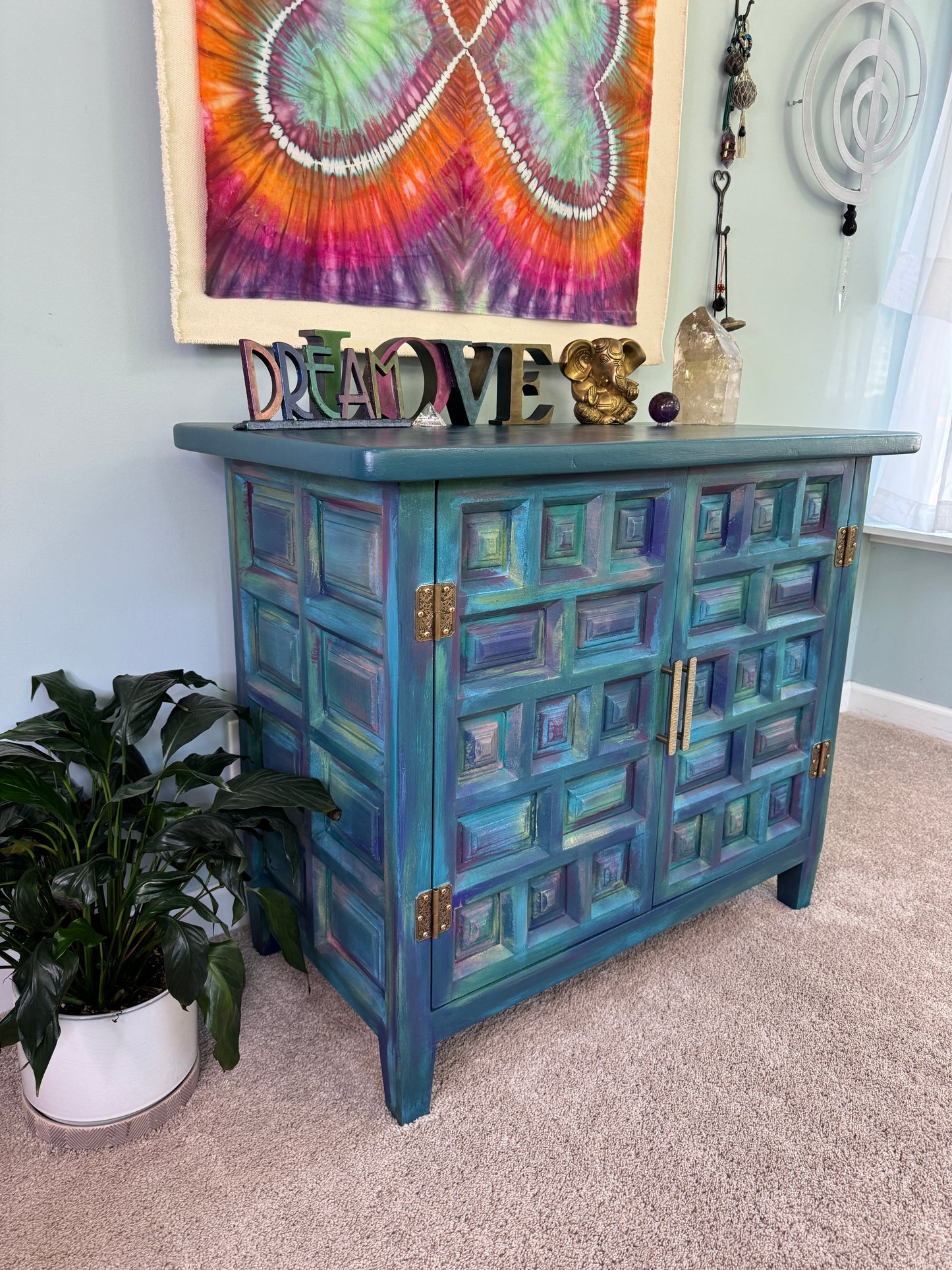 Teal Boho Cabinet, left
