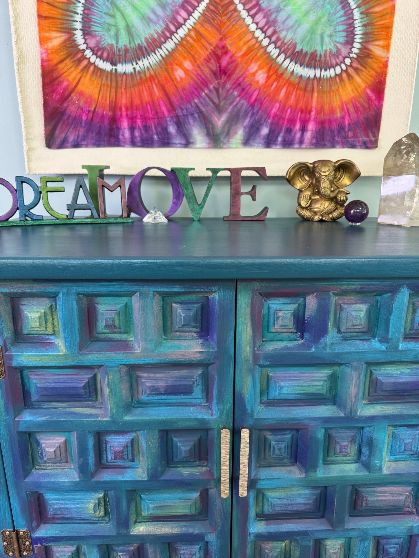 Stunning Teal Boho Cabinet