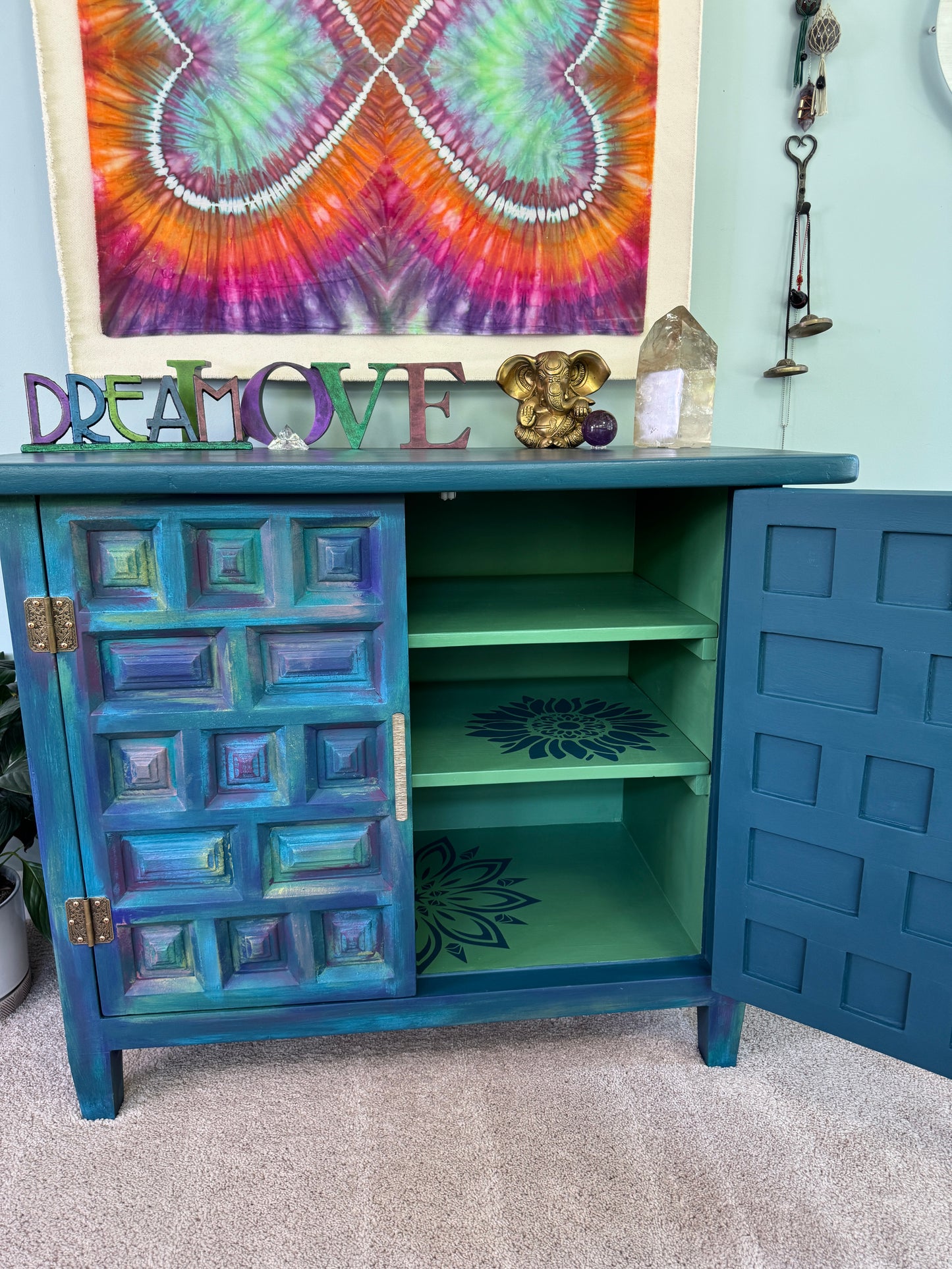 Stunning Teal Boho Cabinet