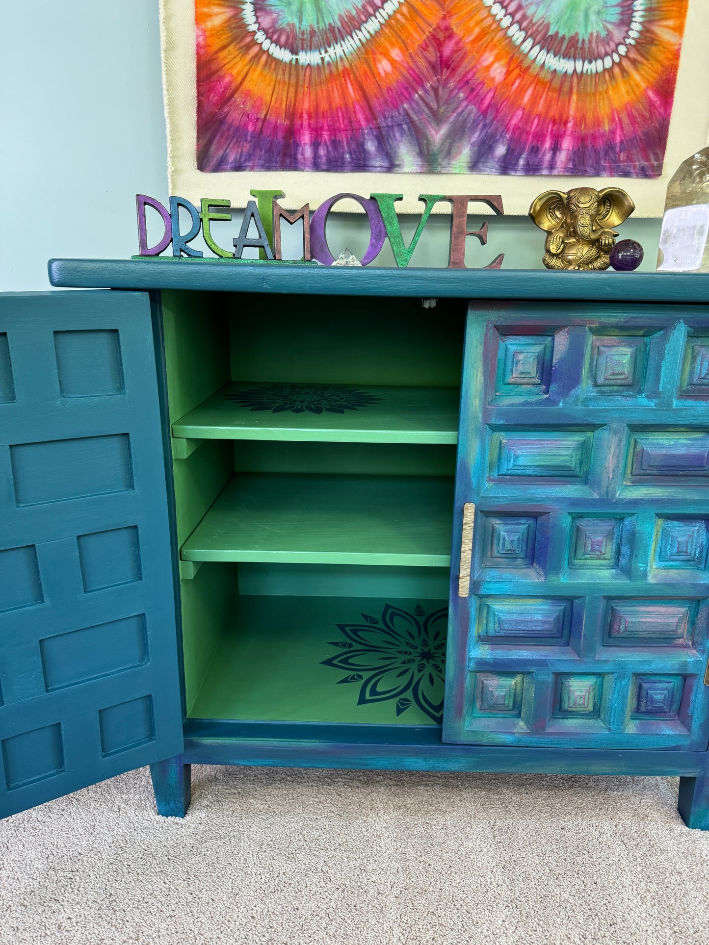 Stunning Teal Boho Cabinet