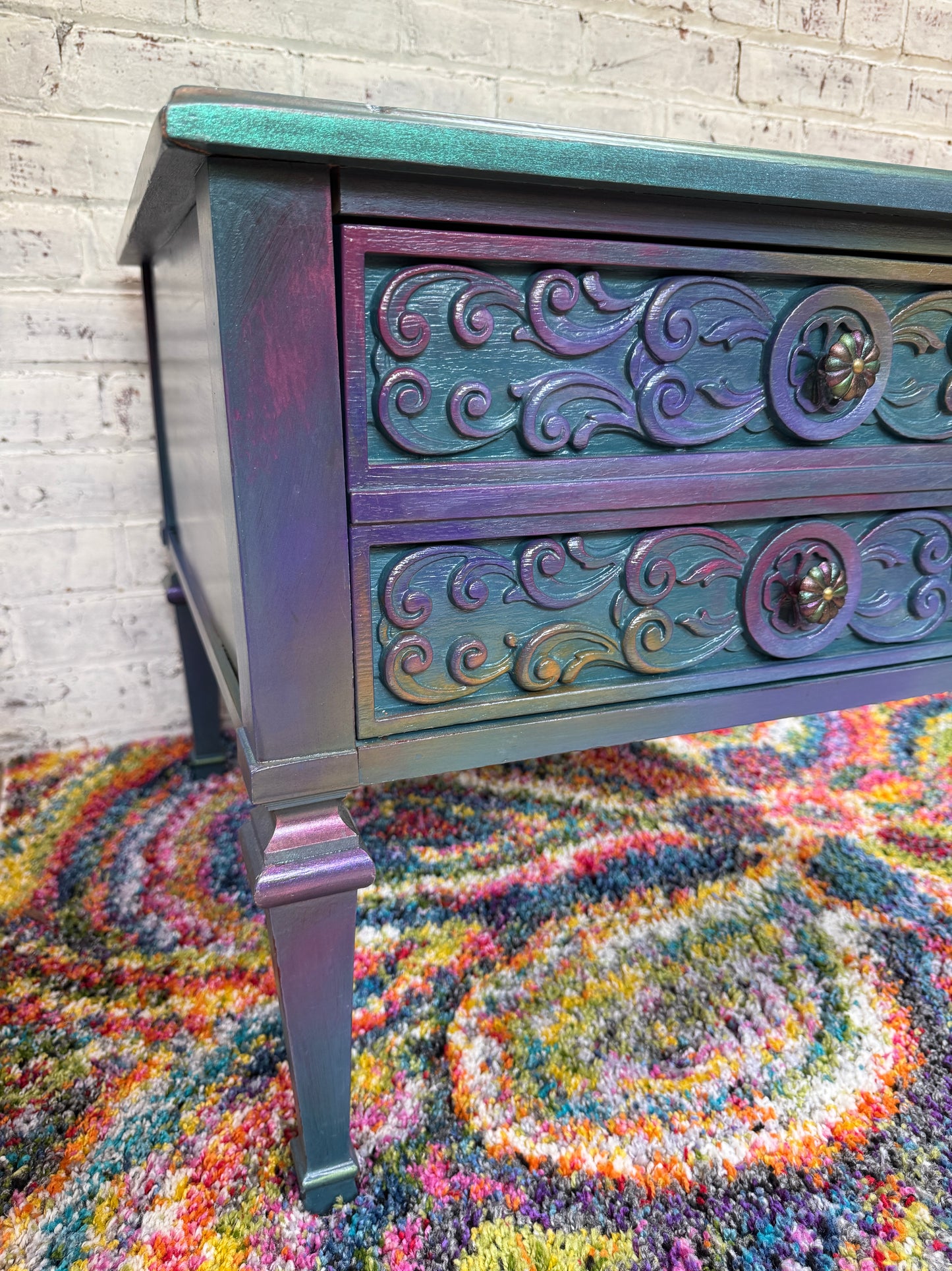 Flower of Life: Color Shifting Hand Painted End Tables/Nightstands