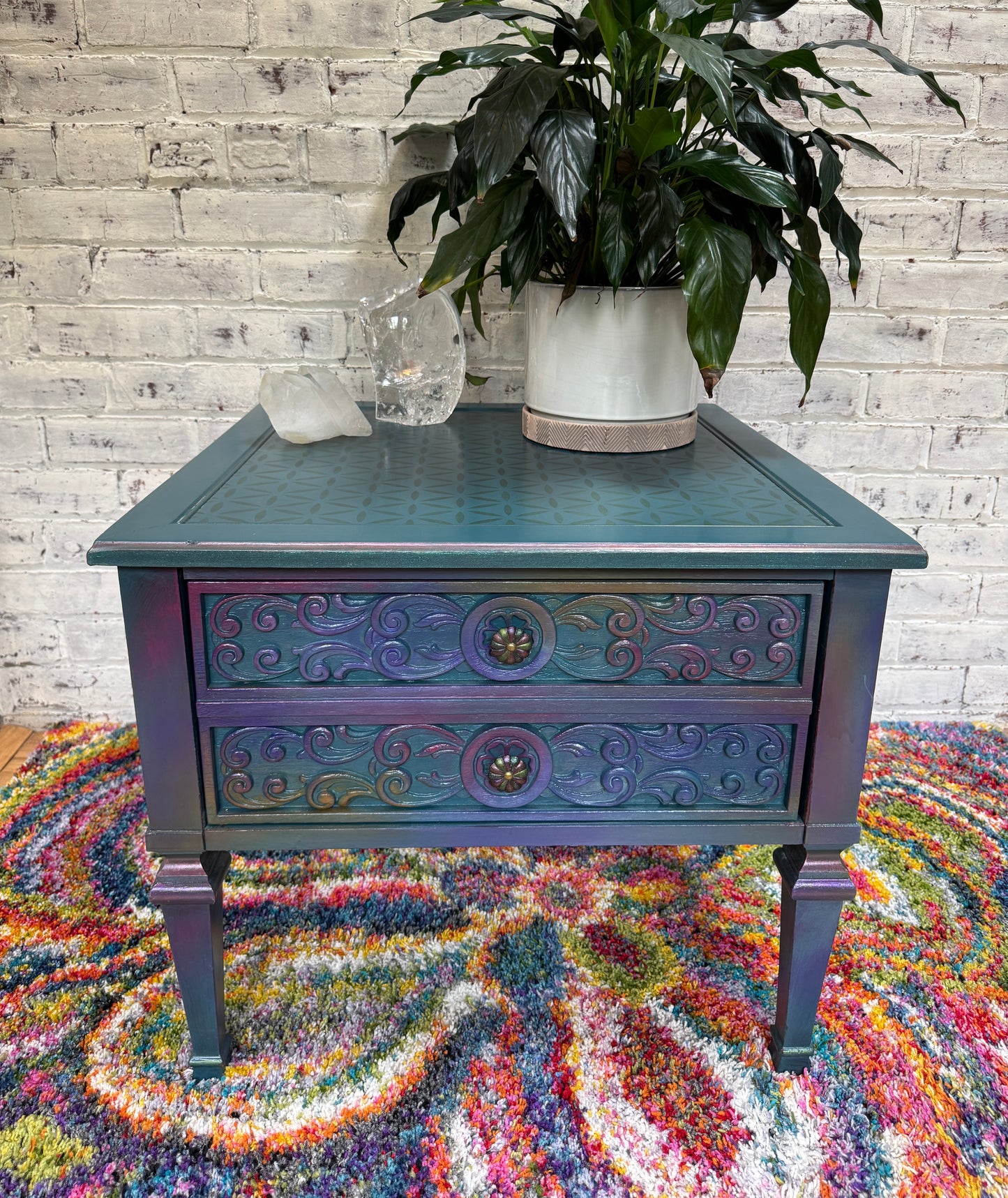 Flower of Life end table, front