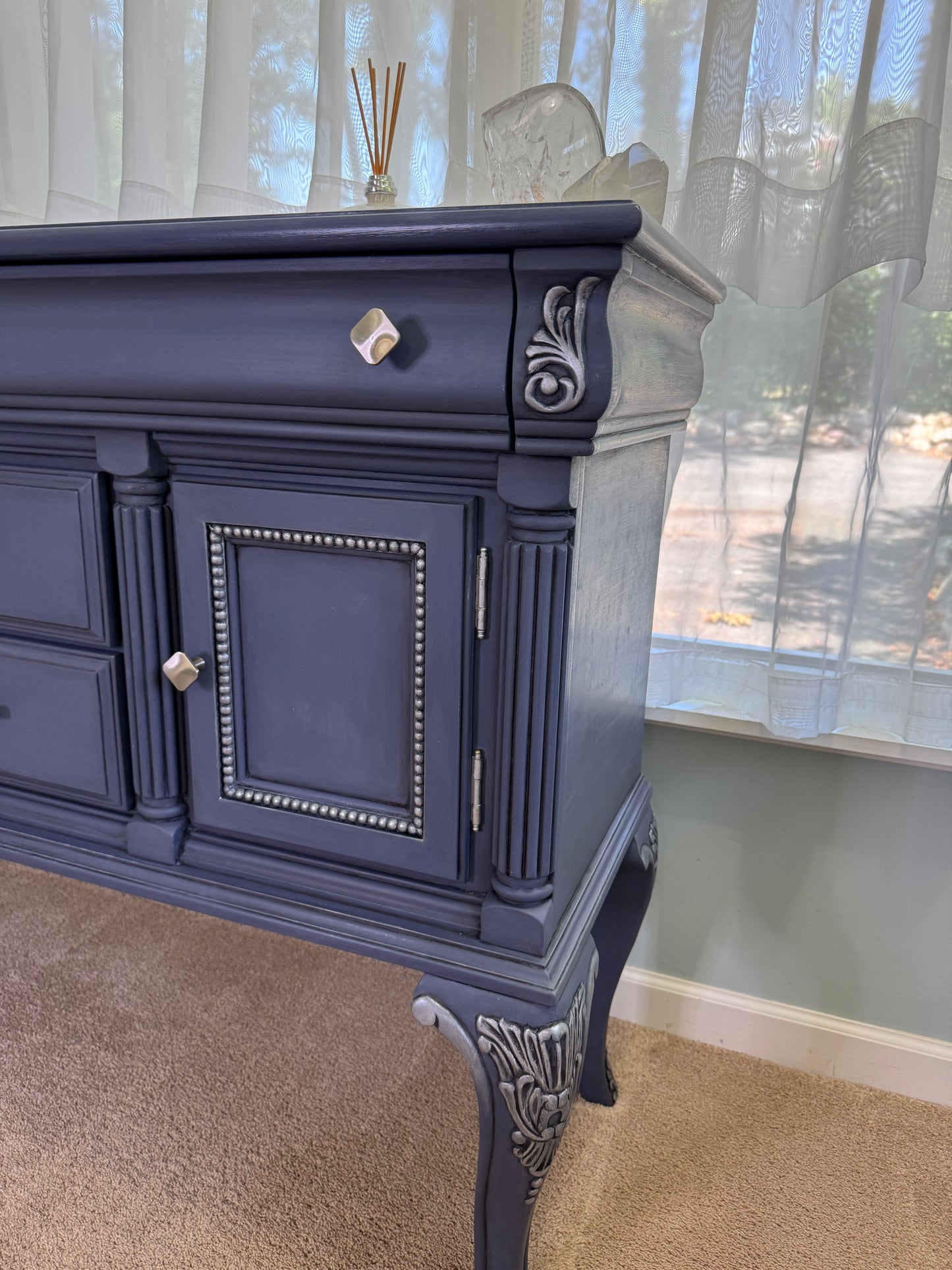 Smokey Denim Blue Elegant Sideboard with Timeless Flair