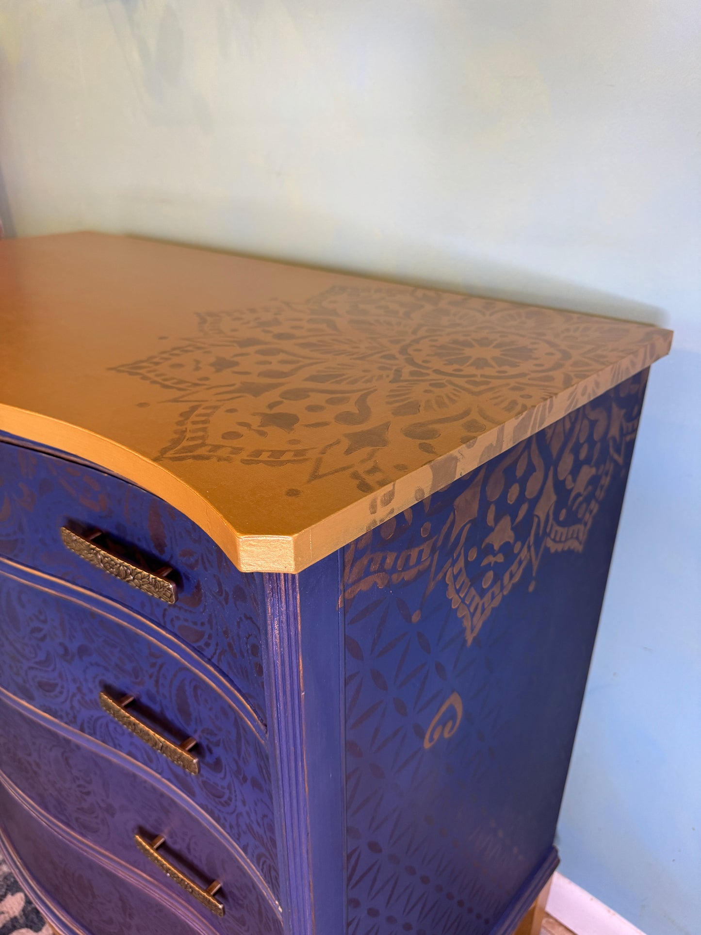 Purple Paisley Dresser – Hand-Painted Boho Chest of Drawers