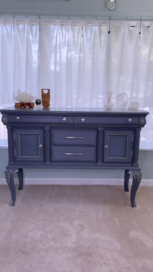 Smokey Denim Blue Elegant Sideboard with Timeless Flair