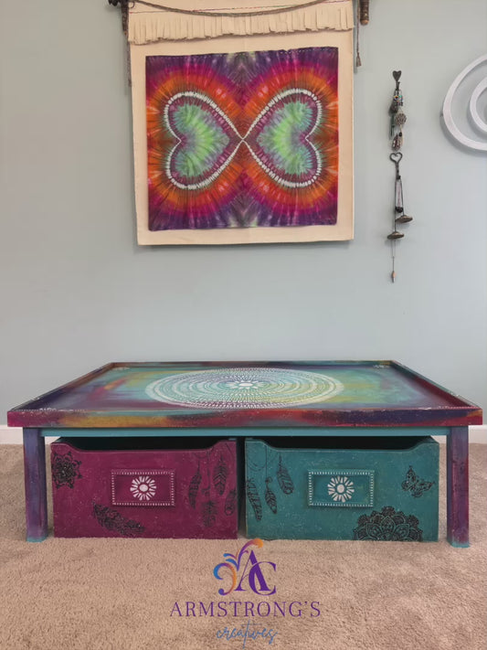 Boho Bliss: Eclectic Boho Coffee Table with hidden storage