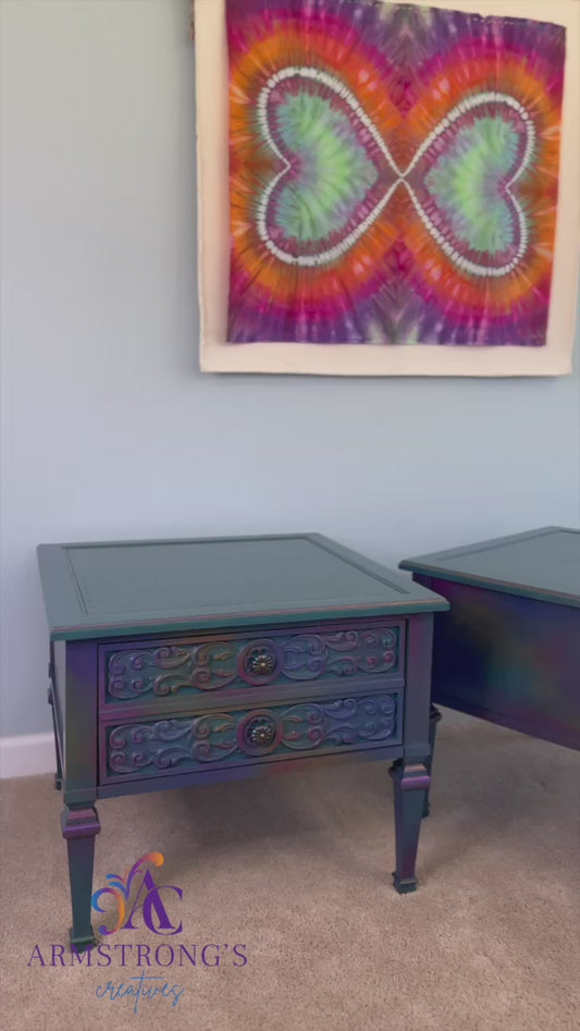 Flower of Life: Color Shifting Hand Painted End Tables/Nightstands